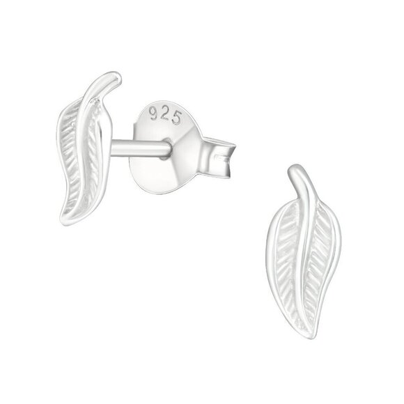 Sterling Silver Leaves Ear Stud - Picture 1 of 11
